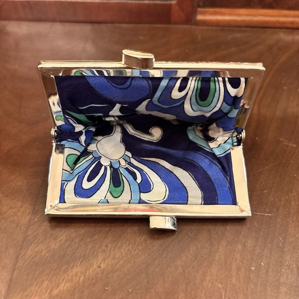 Vera Bradley Kiss Lock Coin Purse Mediterranean Mosaic Retired Quilted Wallet